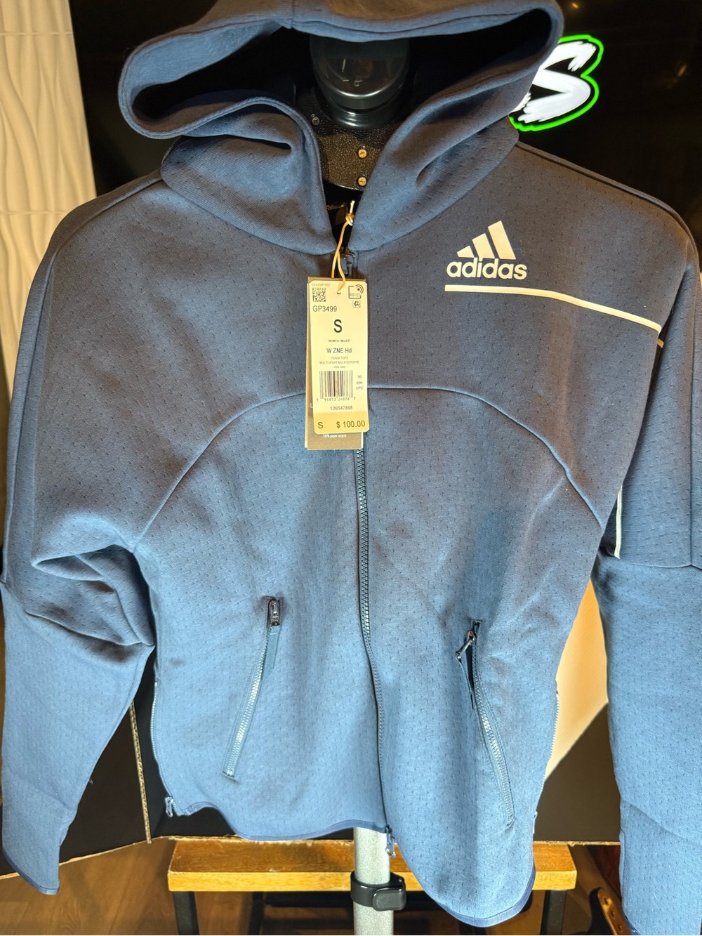 Adidas women's Blue Full-Zip Multisport warm Hooded Jacket size Small